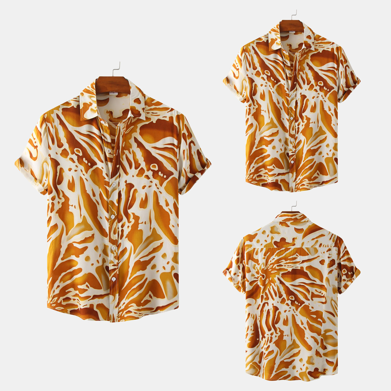 Mens Summer Tropical Shirts Short Sleeve Button Down Aloha Hawaiian