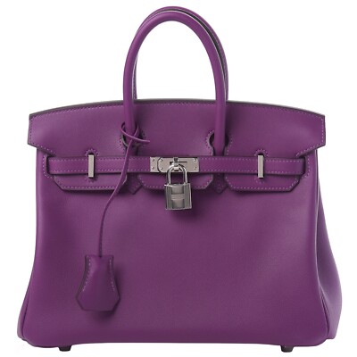 Hermes Birkin 25 Swift Leather Anemone Palladium Hardware Handbag
