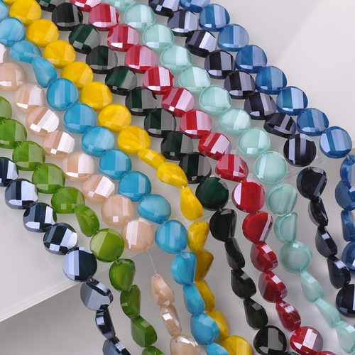 10pcs 14mm Twist Coin Opaque Faceted Glass Loose Beads for Jewelry Making - Picture 4 of 10
