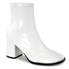 GOGO150/W Sexy 3" Heel Gogo Dancer White Ankle Boots Halloween Costume Shoes