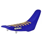 1989-1992 SUZUKI RM 125 250 SEAT COVER    ALL BLUE / YELLOW RIBS    LOGO   #146