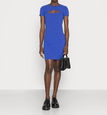 Guess Cut Out Front Bodycon Dress Blue MEDIUM Womens