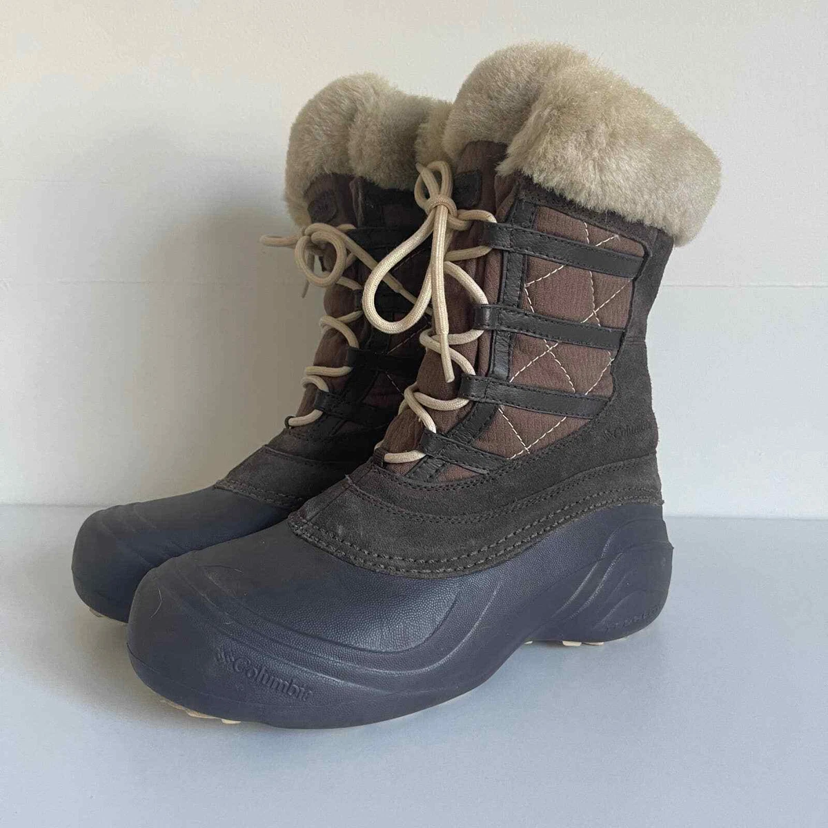 Columbia Womens 7 Sierra Summette Winter Snow Boots Lace Up Brown Tan