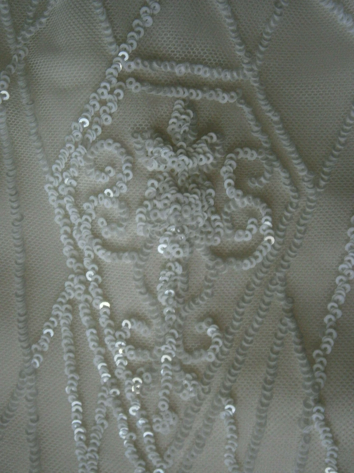 Jaclyn Jordan Aida 0 2 4 Silk Natural Ivory Organza Wedding Dress White Sequins - Image 3 of 4