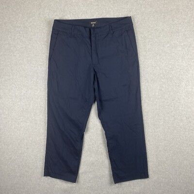 DKNY Formal Pants Mens W32 L24 Navy Blue Cotton Blend Smart Casual *Hemmed