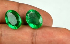 Muzo Colombian Emerald Loose Gemstone Pair 14 Ct Oval Natural Certified GH282