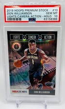 2019-20 HOOPS PREMIUM ZION WILLIAMSON RC LIGHTS CAMERA ACTION PSA 10 GEM ROOKIE