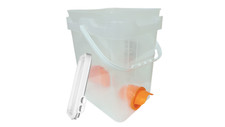 Chicken Feeder for Pellets,Crumbles,Grain, clear Bucket 2x feeders, Made in USA