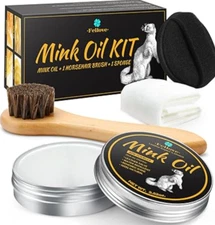 4-In-1 Mink Oil Leather Conditioner and Cleaner 3.52 Oz - Premium Waterproof For