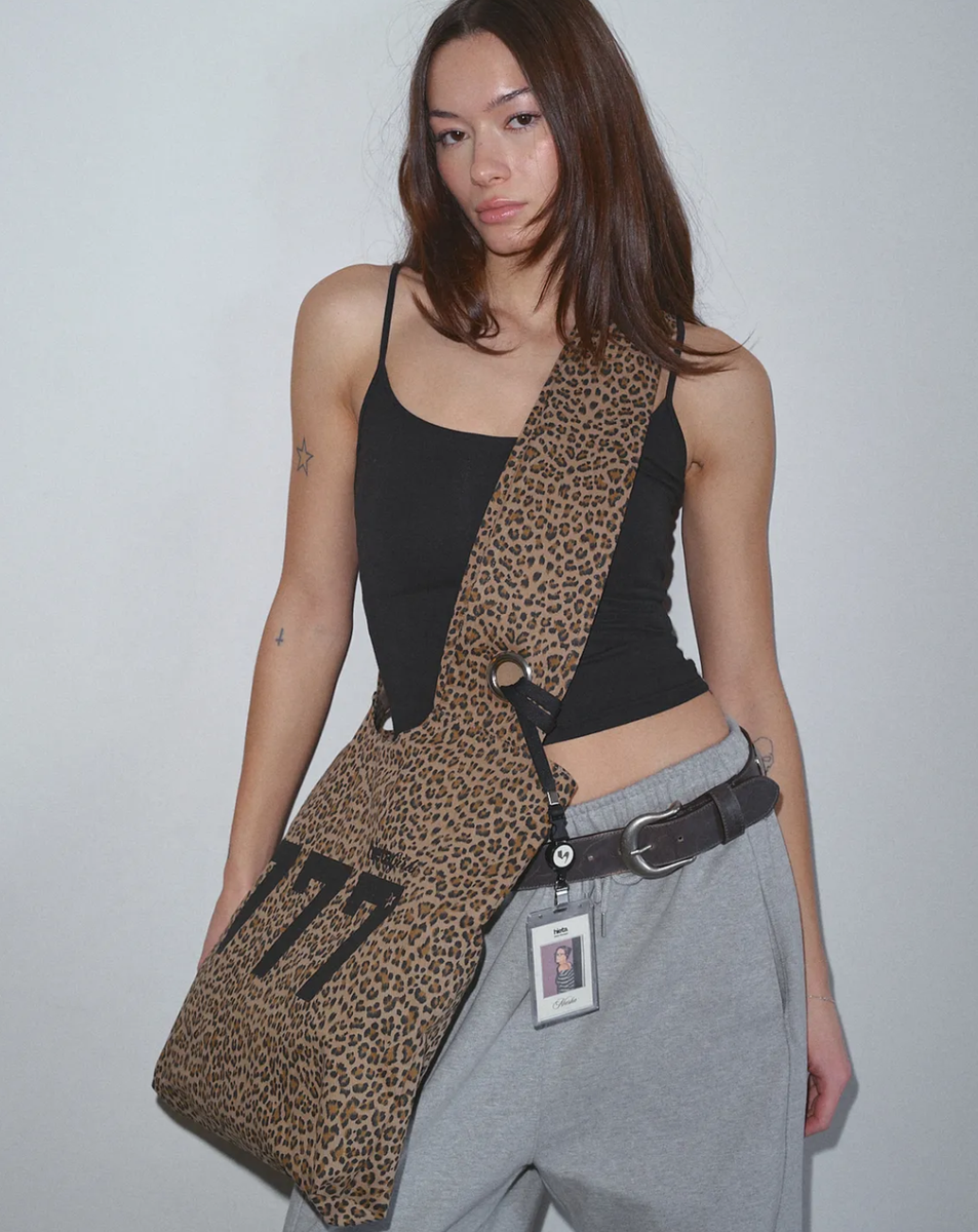 ★ Hieta★ 777Angels  Denim Khaki bag HIETA 777 Angels Bag Beige Leopard – Graphic Cotton Hobo