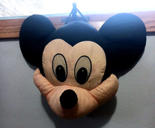 Vintage Disney Mickey Mouse Nylon Stuffed Plushy Pillow Toy 15"