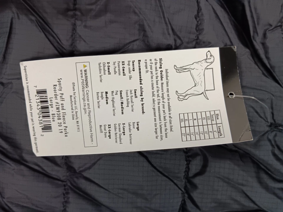 East Side Collection Dog Vest XXS-M Warm Black Blue  - Image 3 of 4