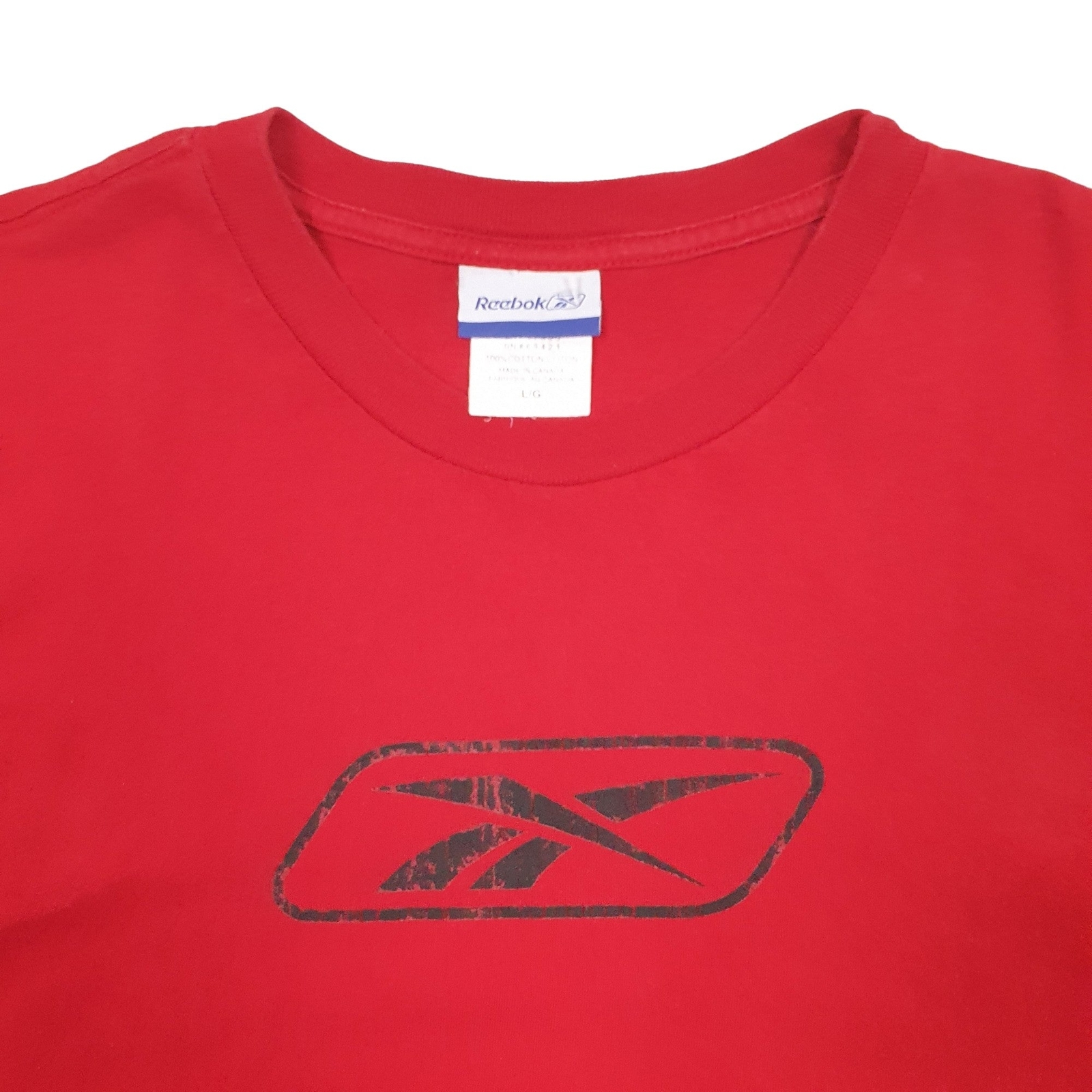 REEBOK Red T Shirt Tee Short Sleeve Cotton Blend  &  Polyester Mens L image 3