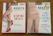 2 Pair of Assets - Shaping Sheers & High Waist Shaping Shorts , Nude Size 2, New