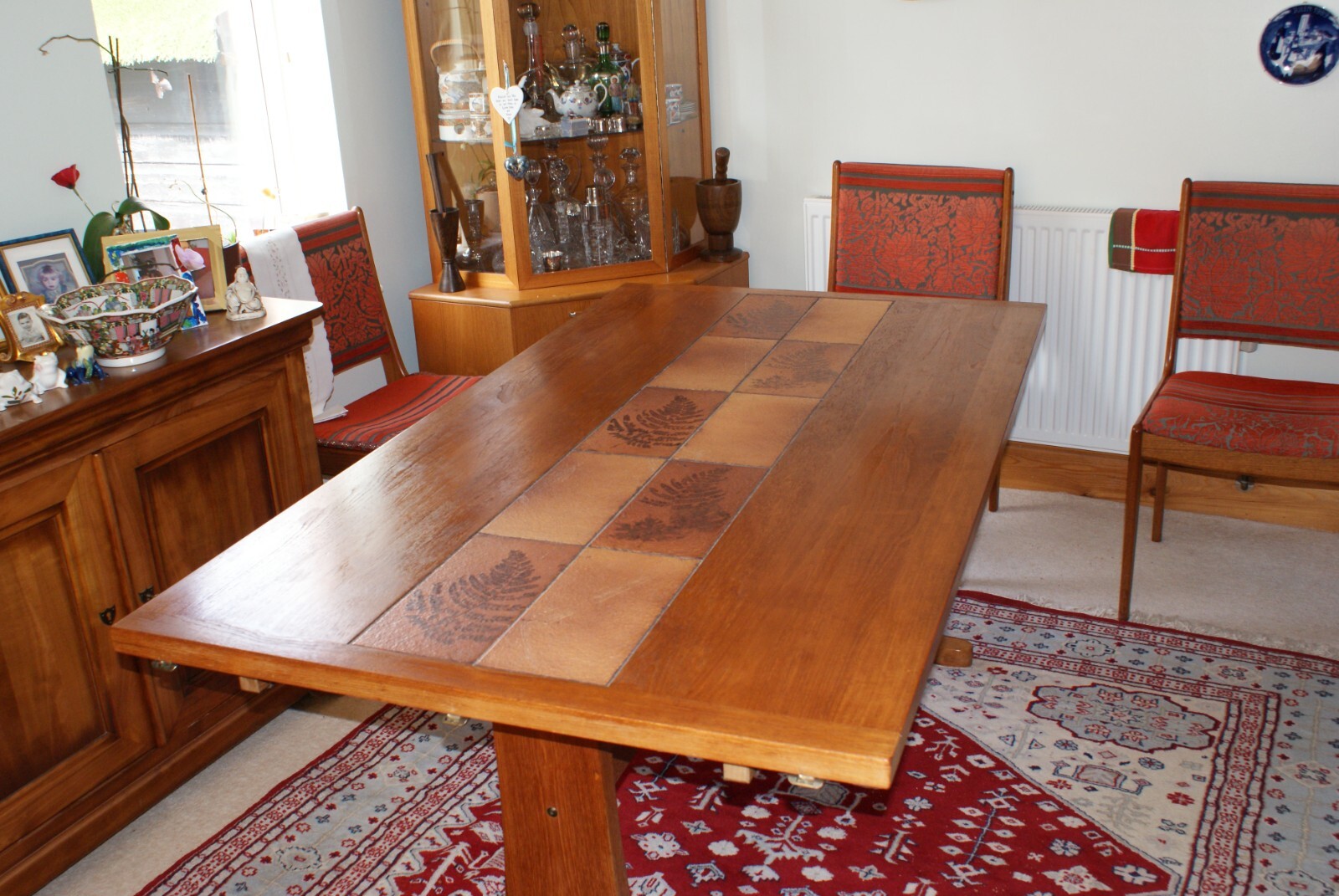 Danish Teak Finish Extending Dining Table & 6 Matching Danish Teak
