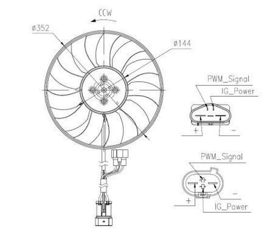 Ventilateur VW Tiguan 2.0D 17- de radiateur moteur en polymère renforcé 12V