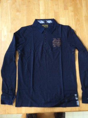 ROGUES GALLERY NEVER SLEEP SPORTING GOODS MEN'S LONGSLEEVE NAVY BLUE POLO SHIRT