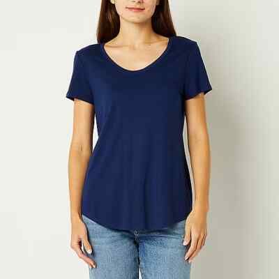 Karen Scott Plus Size Short Sleeve Scoop-Neck Top, 0X - Intrepid Blue