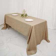 60x102-Inch Natural Rectangular Faux Burlap Tablecloth Wedding Party Decorations