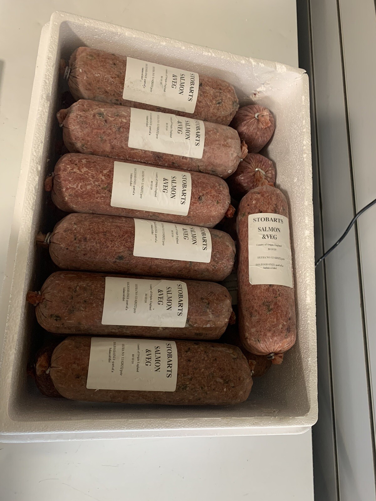 STOBART RAW FROZEN DOG FOOD SALMON & VEG 454 GRAMS EACH CHUB 20/30