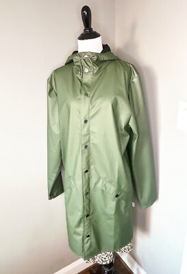 NWT Rains Long Jacket in Evergreen - Unisex Size S (MSRP: $125)