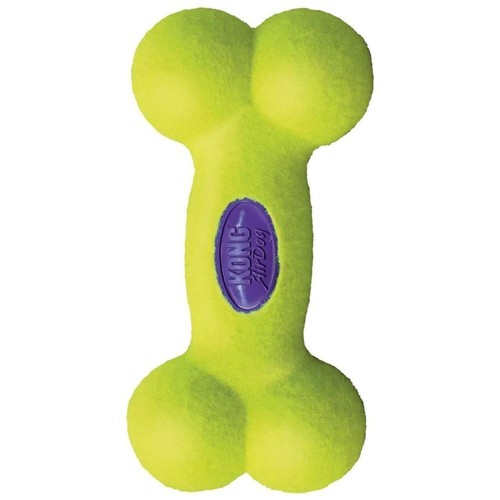 KONG AirDog Bone Squeaky Toy for Dogs with Tennis Ball Material Yellow Small - Picture 4 of 6