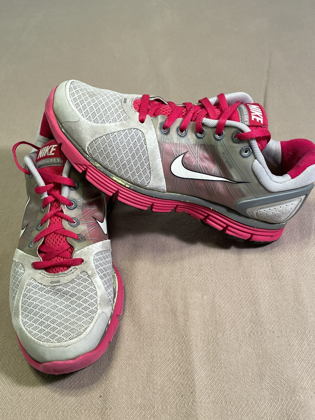 Nike Lunarglide 2 Sneakers Size 7.5 Gray/White/Pink | eBay