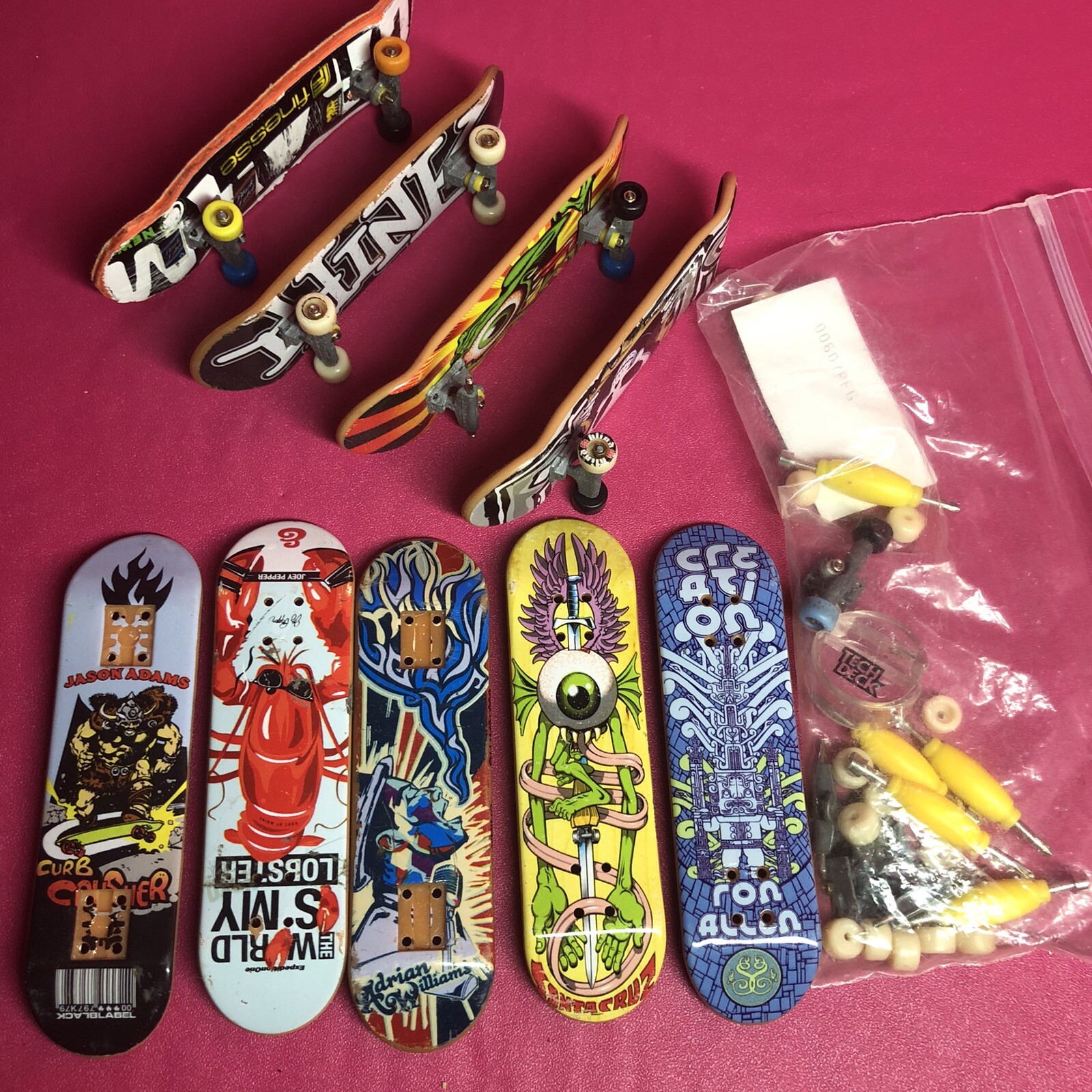 Massive Tech Deck Lot with Fingerboard Skateboard Decks Trucks Wheels Hardware Accessories-image