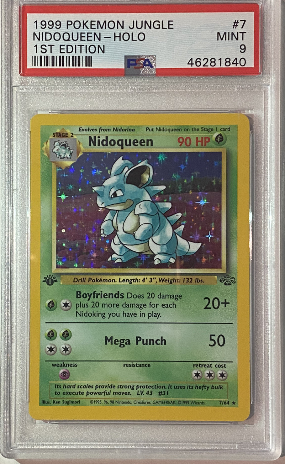 Nidoqueen 7/64 Holo Rare - 1999 Pokmon Jungle Set Unlimited (Moderately  Played)