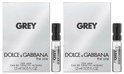 2 Sample Vial DOLCE GABBANA THE ONE GREY INTENSE for Men 0.05 oz 1.5ml EDT Spray