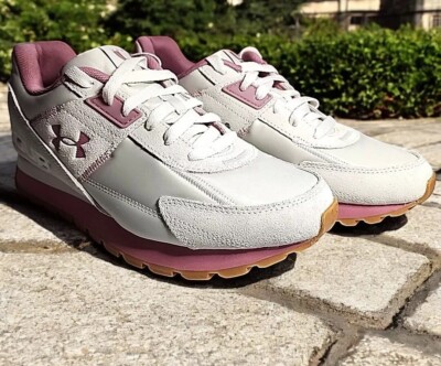 Under Armour Essential Runner Nylon/Suede Athletic Sport Trainer Grey/Pink/Gum
