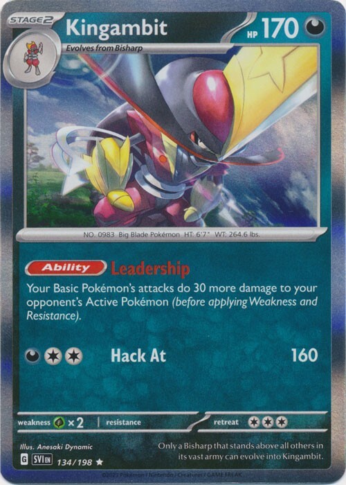 Holo Rare  Kingambit - 134/198  Scarlet & Violet Base Set Pokemon TCG