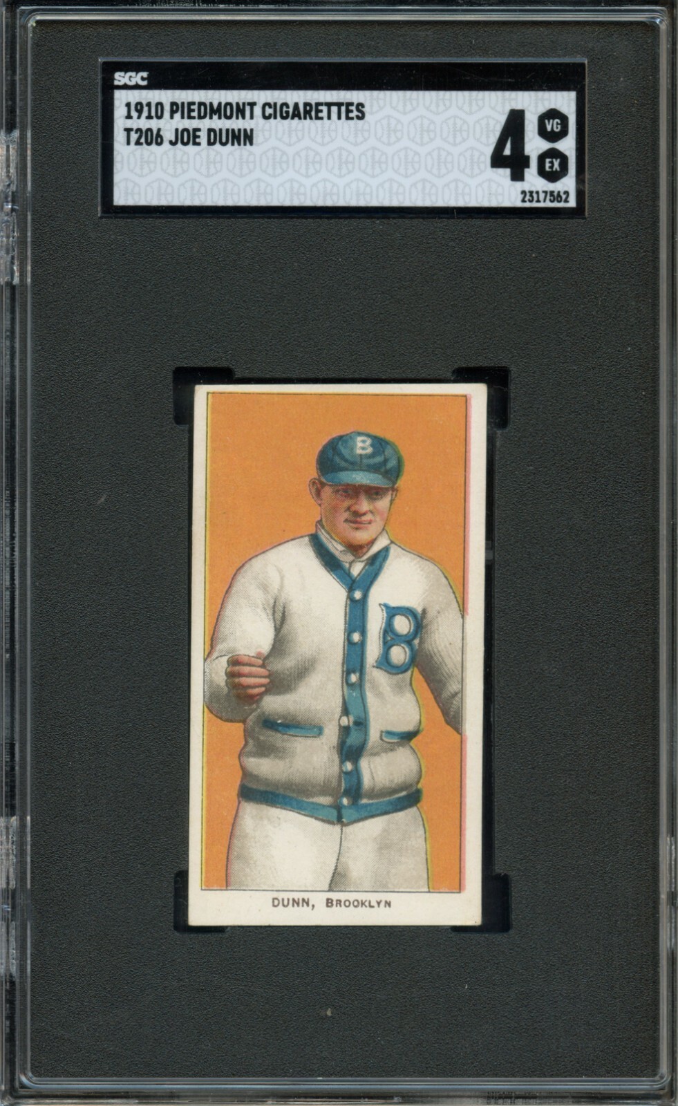 SGC BB - 1909-11 - T206 - Piedmont 350 - Joe Dunn - SGC 4 - VG-EX