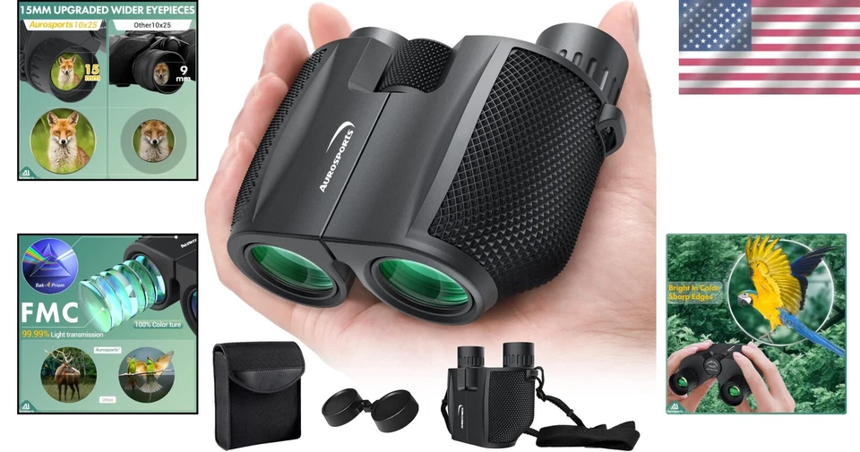 Portable 10x25 Binoculars with Bak4 Prism - Ideal for Bird Watching & Travel - Image 2 of 4