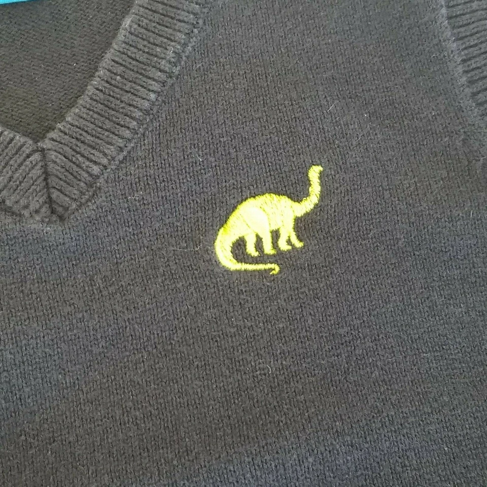 Chaleco Suéter Greendog Niños Talla 7 Azul Marino Dinosaurio Cuello en V Foto 3 de 4