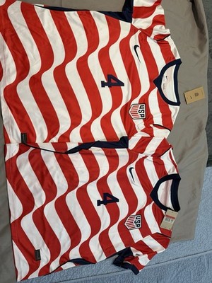 Nike USA Tyler Adams #4 Soccer Jersey Red White Navy, Men s Size M,TWO JERSEYS