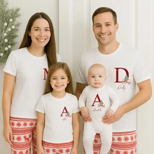 Personalised Initial Matching Christmas T-shirts With Optional Trousers