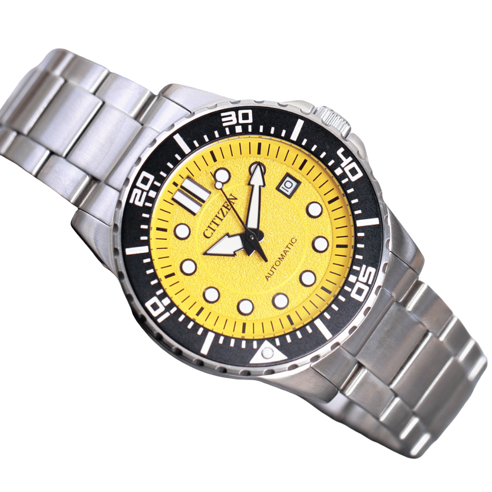 Citizen Automatic Yellow Dial Men's Watch Date Indicator NJ0170