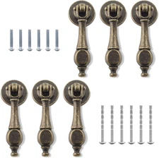 Waziaqoc 6PCS Antique Tear Drop Pulls, Single Hole Vintage Bronze Pendant Pull C