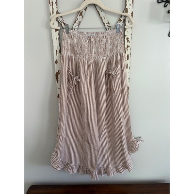taupe and white striped bohemian wide-leg lounge pants free size/OS