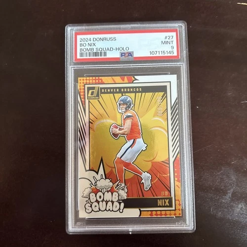 2024 Donruss Bo Nix Bomb Squad Holo 066/100 PSA 9