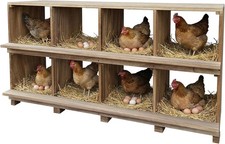 Chicken Nesting Box 8 Compartment Wooden Nesting Boxes Floor Stand/Wall Mount
