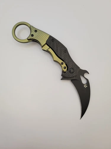 Brighten Blades Moonstruck Karambit Knife Green Titanium Carbon Fiber BB-599TICP