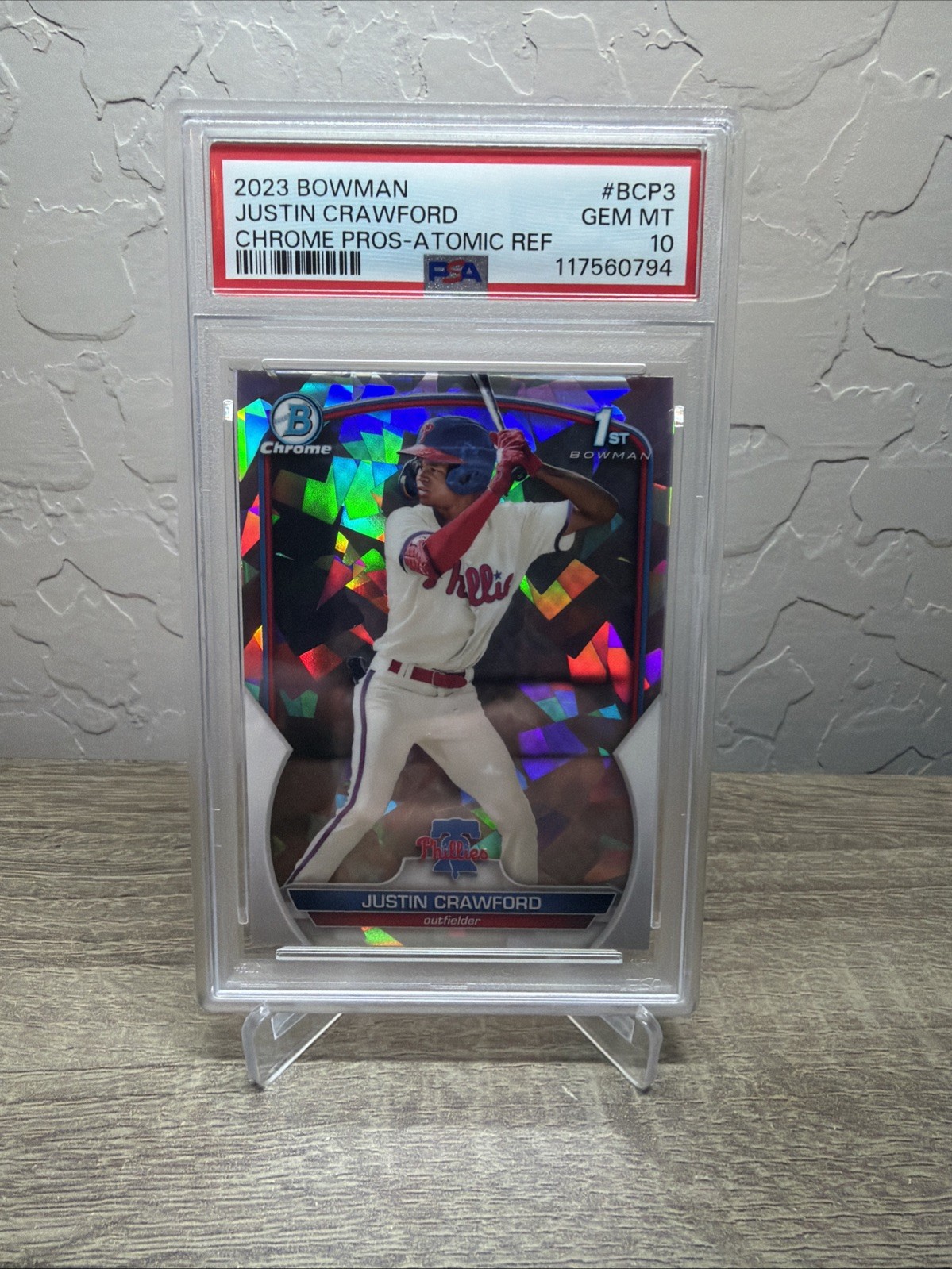 2023 Bowman Chrome Justin Crawford Atomic Refractor 1st PSA 10 #BCP-3 Phillies