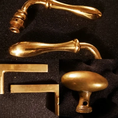 5 poignées de porte en laiton massif (2 Paires) - Photo 1/4