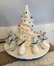 Vintage &ldquo;It Came Upon A Midnight Clear&rdquo; Ceramic Christmas Tree with Geese
