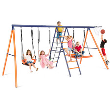 700lbs 3 Seats Heavy Duty Metal Frame Swing Set Toddler Swing Kids Backyard Play