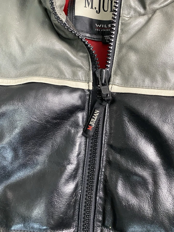 Chaqueta Abrigo M Julian Wilson Cuero Cuero Puffer Ocultar Moto de Lujo Talla L Foto 4 de 4