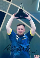 LUKE THE NUKE LITTLER SIGNED PREMIER LEAGUE CHAMPION 12x8 (ACG CERT AG18861)