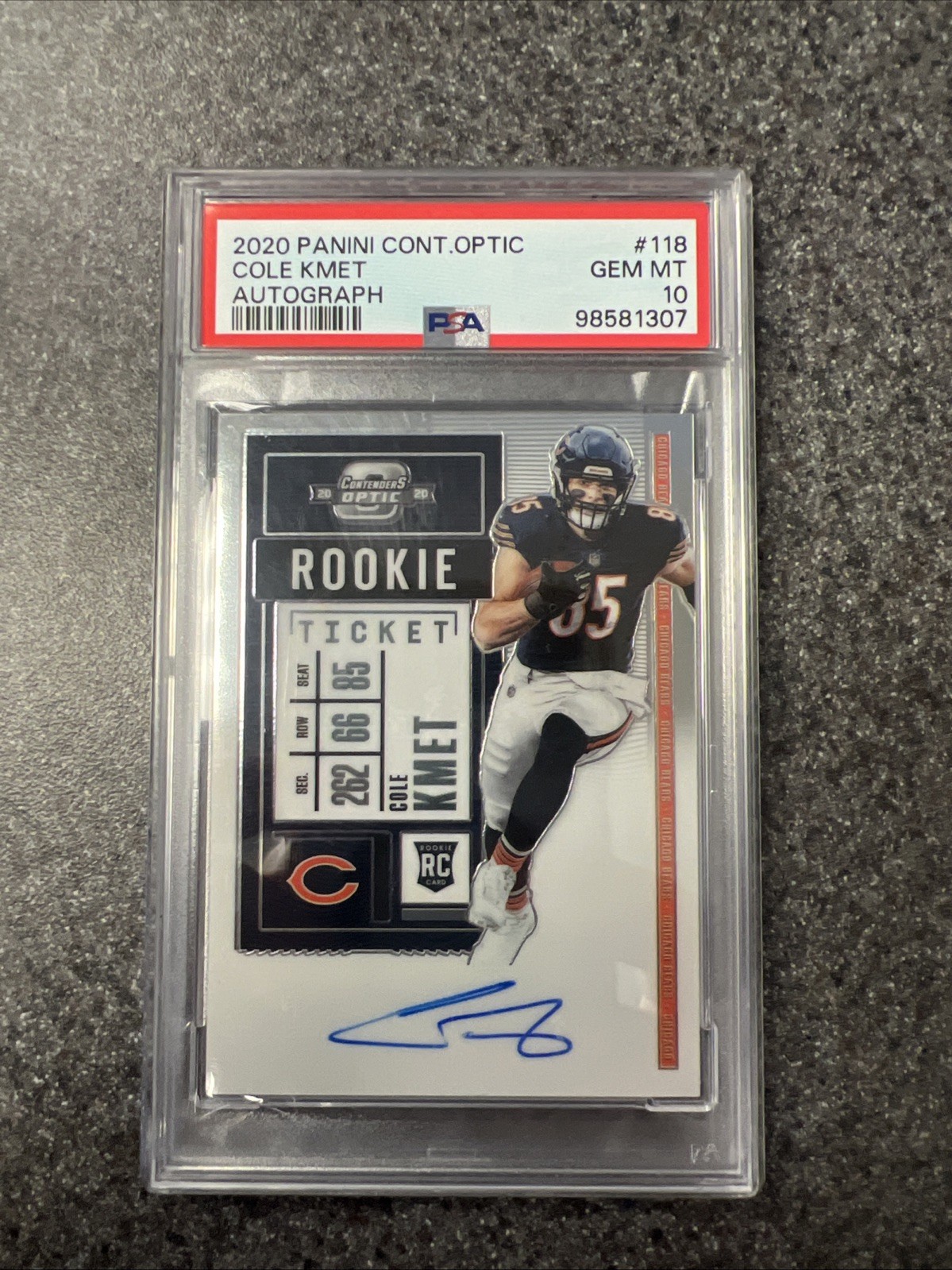 Cole Kmet Panini Contenders Optic #118 Autograph